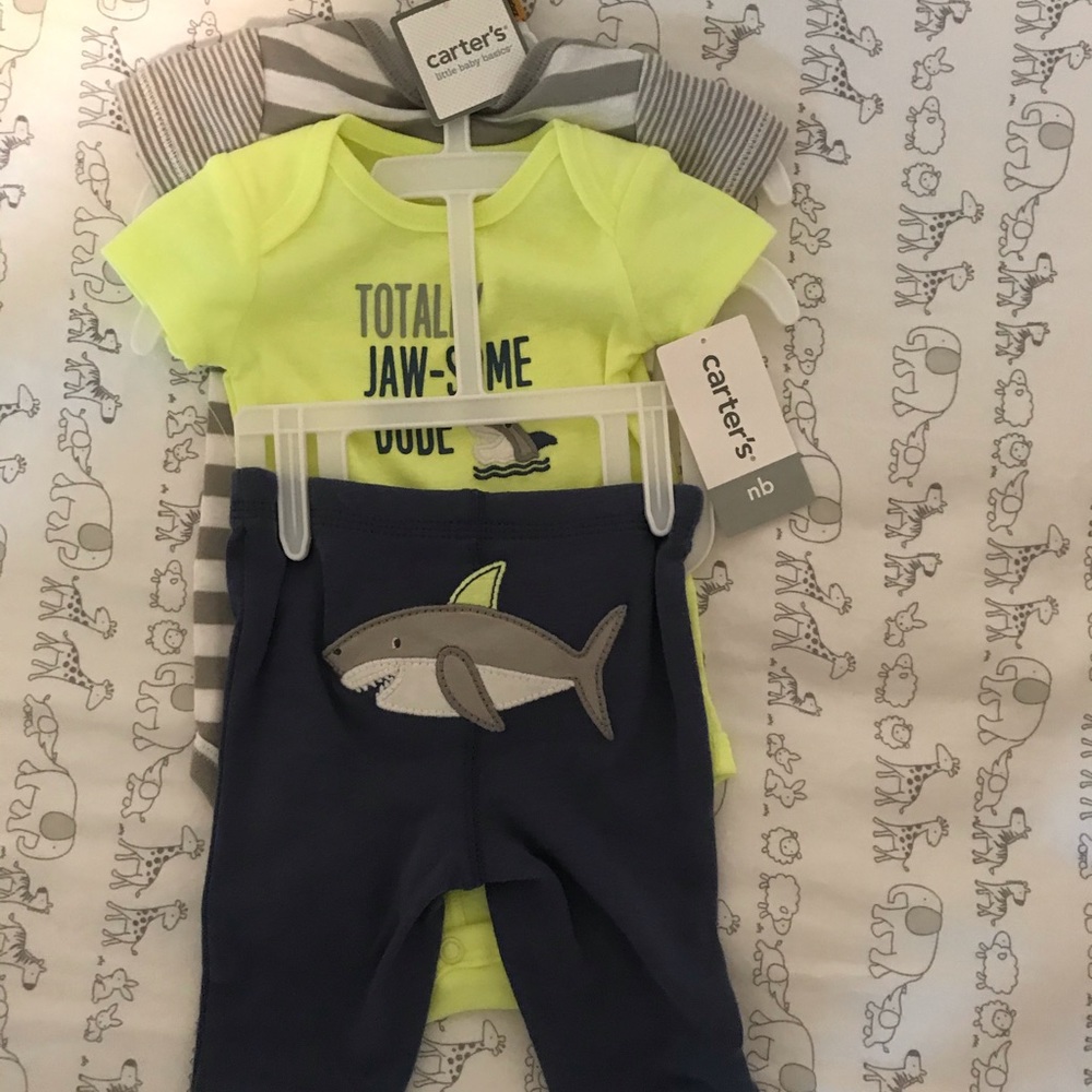 NWT Carters Newborn Shark 3 piece set